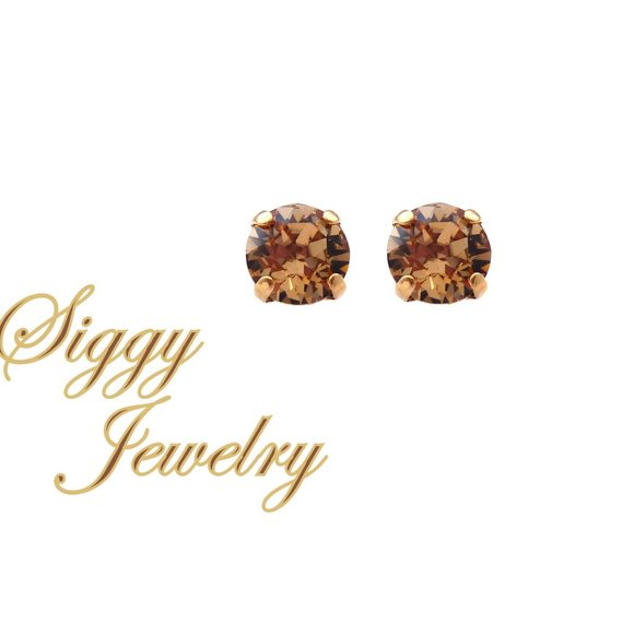 Swarovski Light Colorado Topaz Studs, 8mm - Picture 1 of 8
